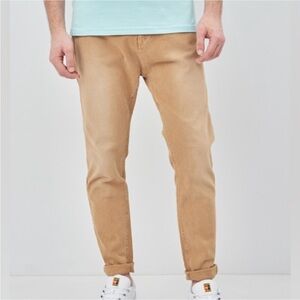 Zara men’s jeans skinny carrot fit sz 31 (40) NWT tan wash with frayed bottom